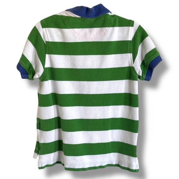 Lands' End Boys Polo Shirt Green Stripe Size Small 4 - Picture 3 of 7